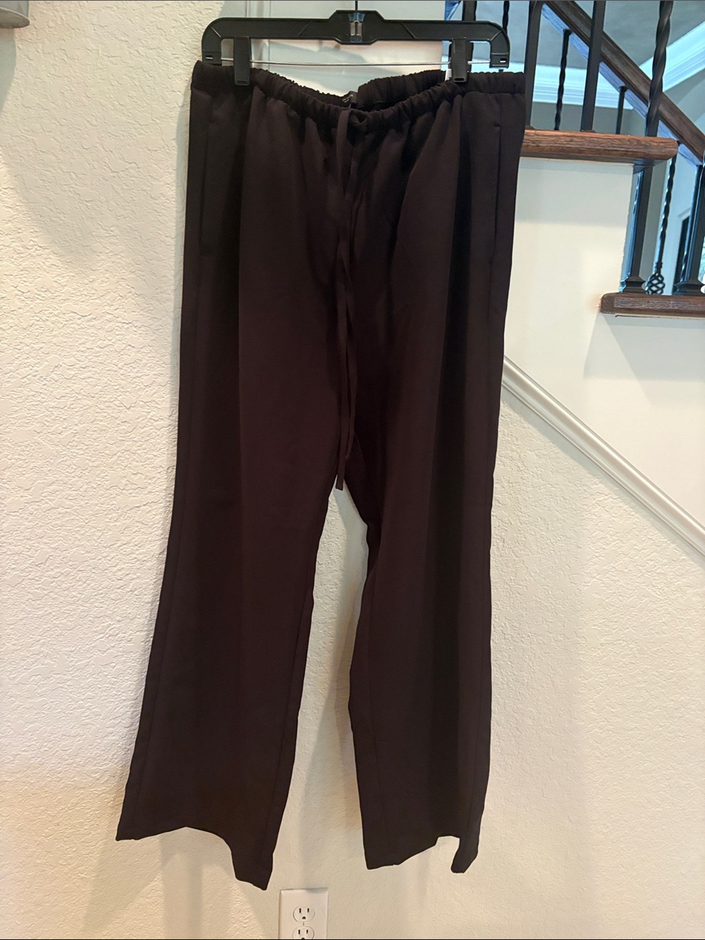 Ann Taylor Black Wide-Leg Drawstring Pants